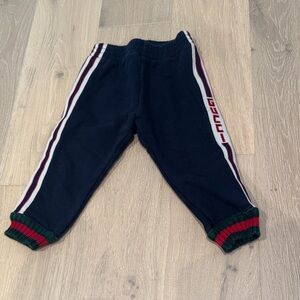 Gucci Kids Black Joggers with Red and Green Trim